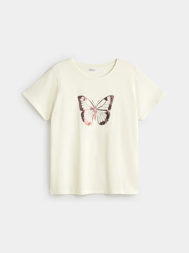 CAMISETA MARIPOSA BUGANVILLA Crudo