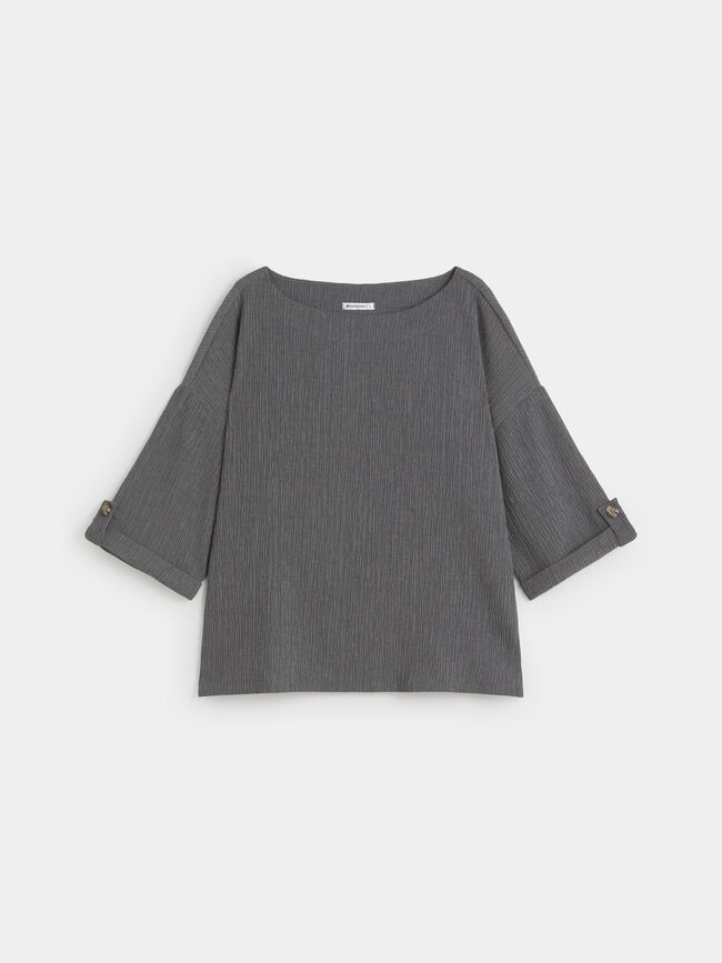 CAMISETA DETALLE MANGA Gris Oscuro