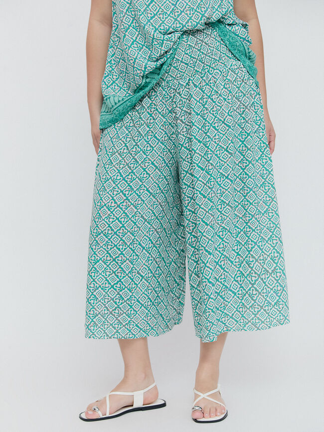 Falda pantalón estampada Turquesa Oscuro