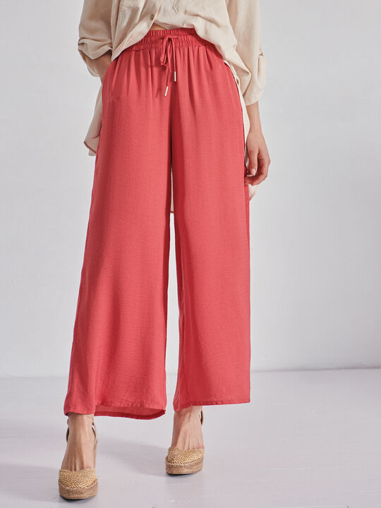 Pantalón culotte satinado Rojo Oscuro image number null