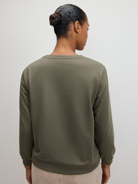 SUDADERA CORAZ&Oacute;N LENTEJUELAS Kaki image number null