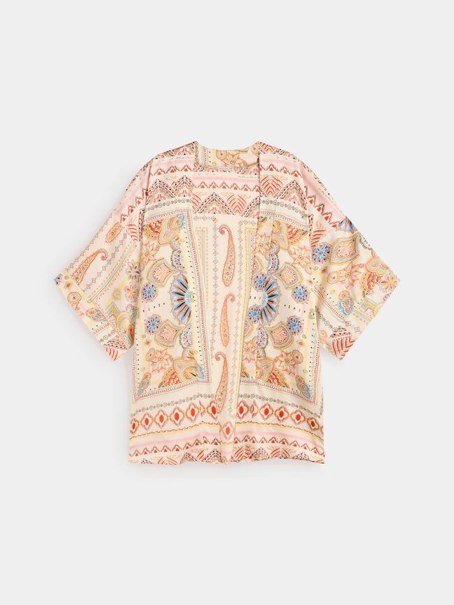 Kimono estampado Crudo Claro