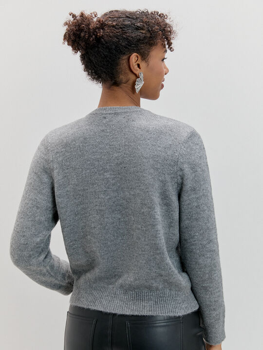 CARDIGAN CORTO BRILLOS Gris Oscuro image number null