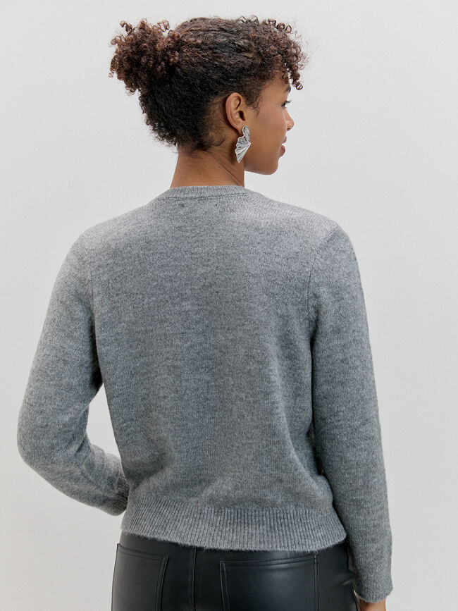 CARDIGAN CORTO BRILLOS Gris Oscuro