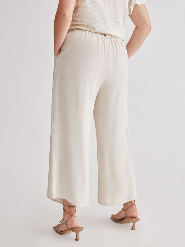 Pantalón culote rústico Beige