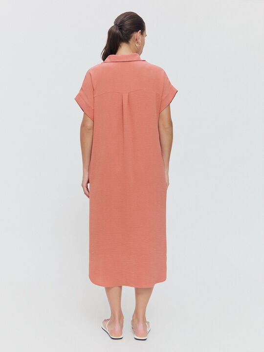 VESTIDO CAMISERO MIDI Rosa Polvo image number null