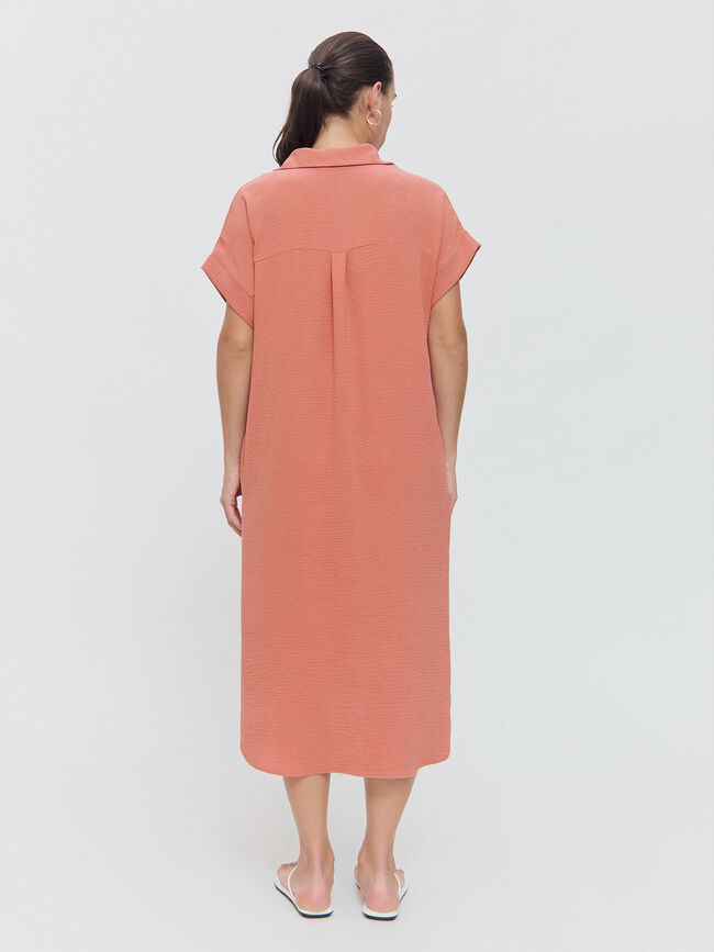 VESTIDO CAMISERO MIDI Rosa Polvo