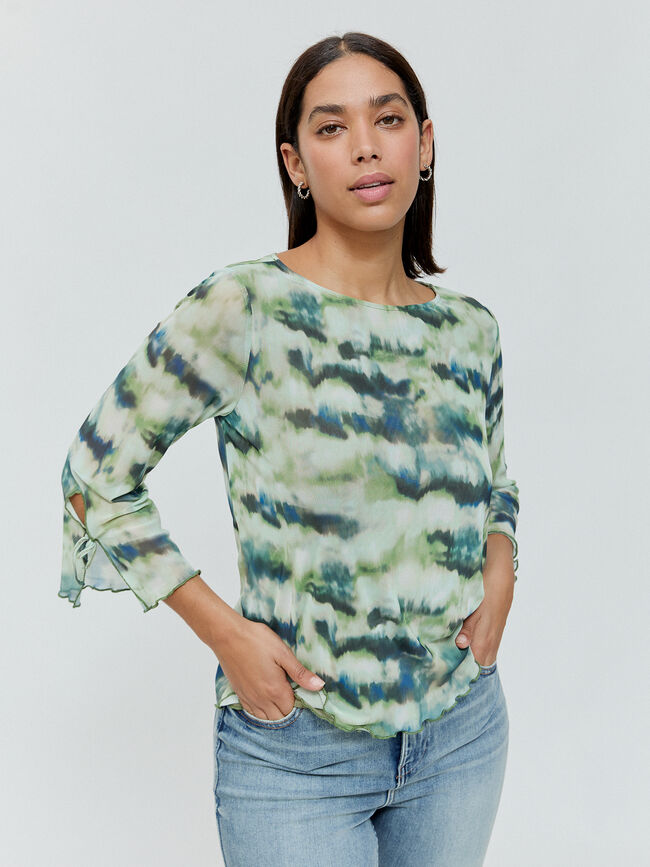 CAMISETA TUL ESTAMPADA Verde oscuro