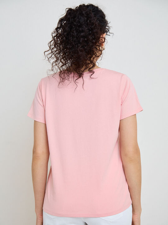 CAMISETA PALMERAS TROQUELADAS Rosa Pastel image number null