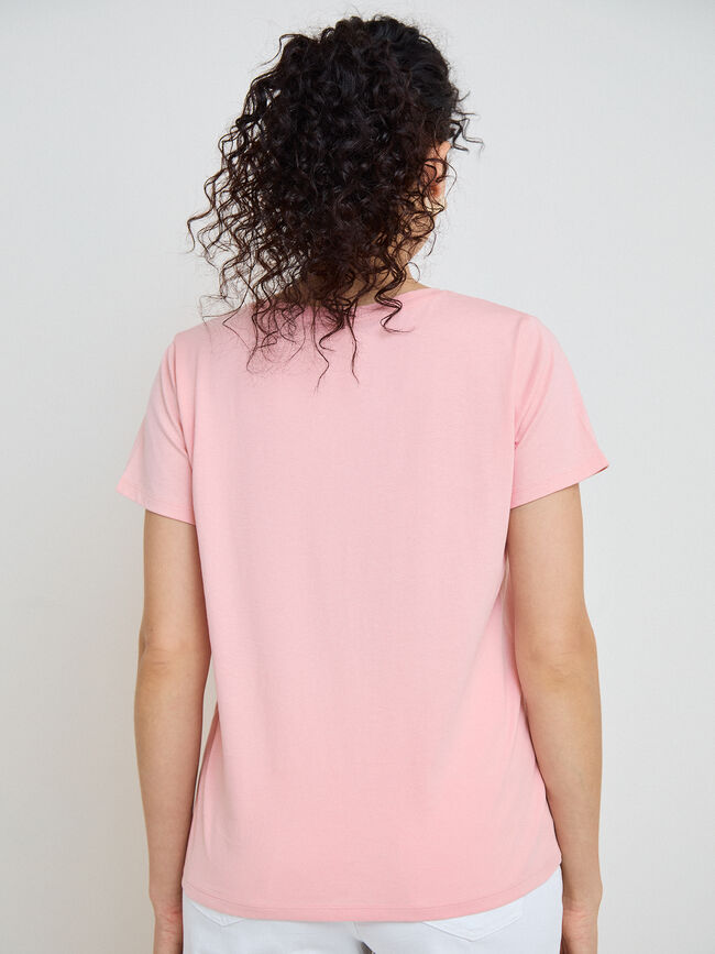 CAMISETA PALMERAS TROQUELADAS Rosa Pastel
