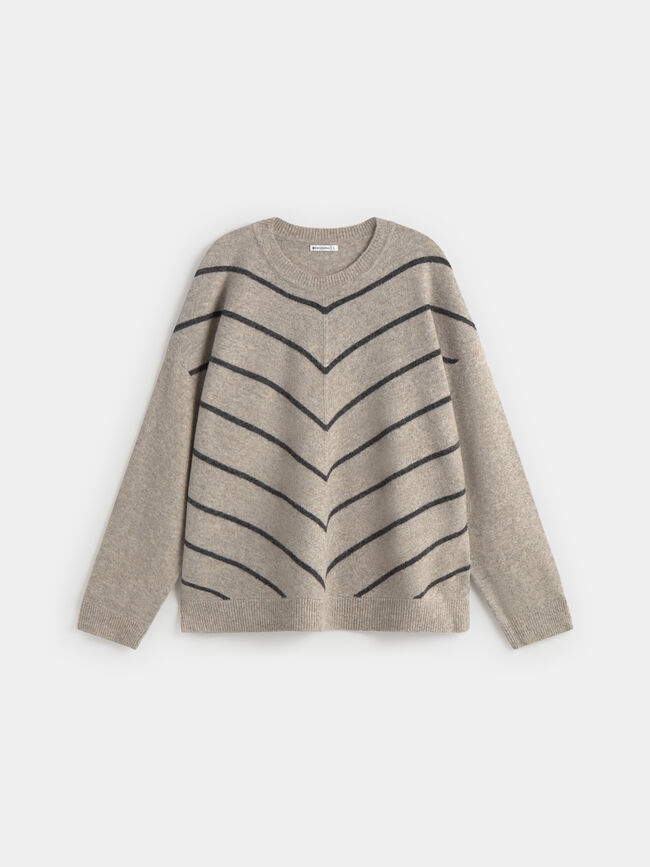 JERSEY CHEVRON Beige