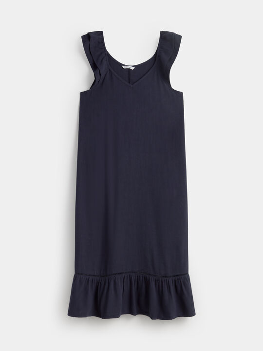 VESTIDO CORTO VOLANTE Azul Marino image number null