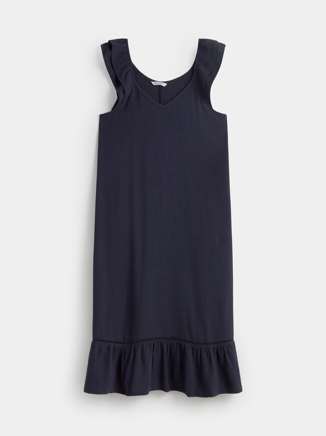 VESTIDO CORTO VOLANTE Azul Marino