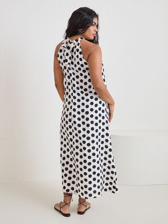 VESTIDO HALTER ESTAMPADO Negro image number null