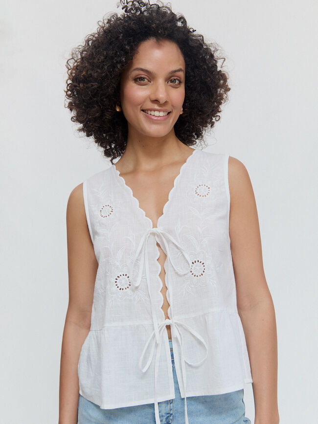 TOP CON LAZOS Blanco Optico