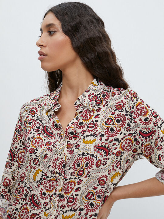 VESTIDO CAMISERO PAISLEY Crudo image number null