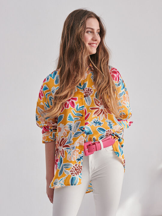 Blusa satén Mostaza image number null