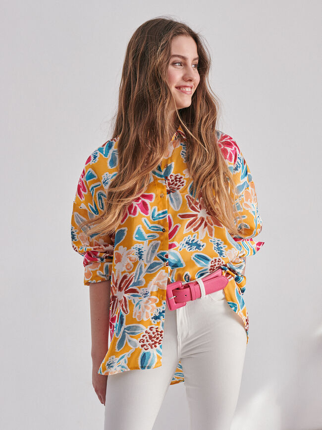 Blusa satén Mostaza