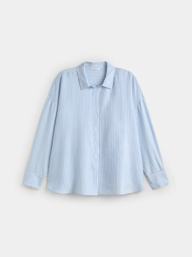 CAMISA RAYAS OVERSIZE Azul Chambray