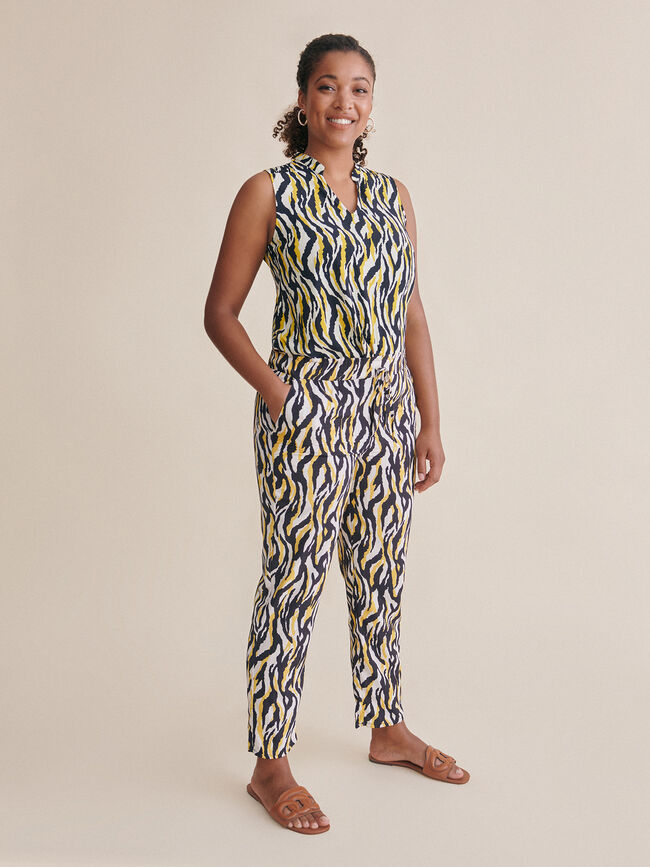 Pantalón jogger estampado zebra Crudo