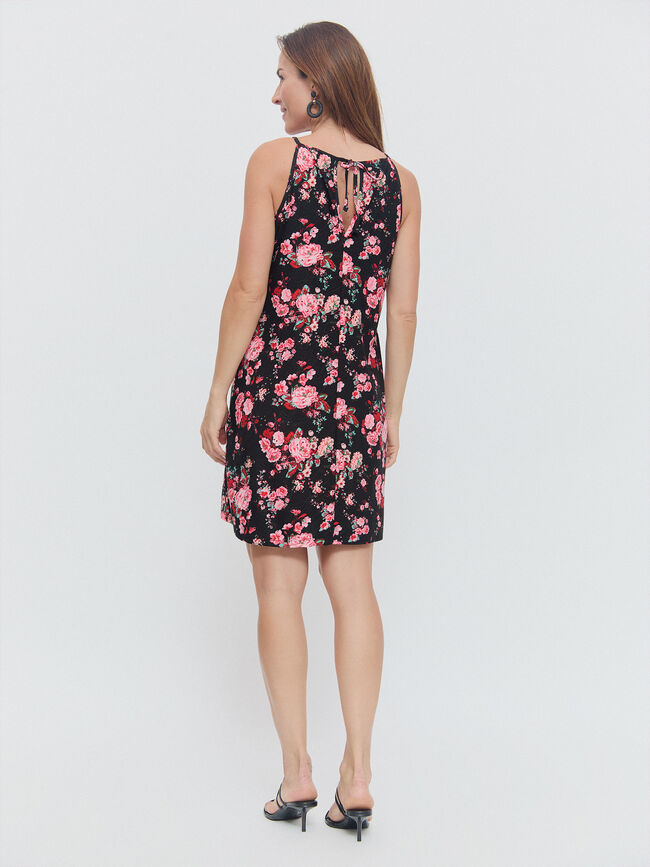 VESTIDO ESTAMPADO HALTER Negro
