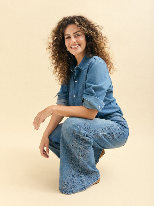 VAQUERO BORDADO FLORES Mid blue image number null