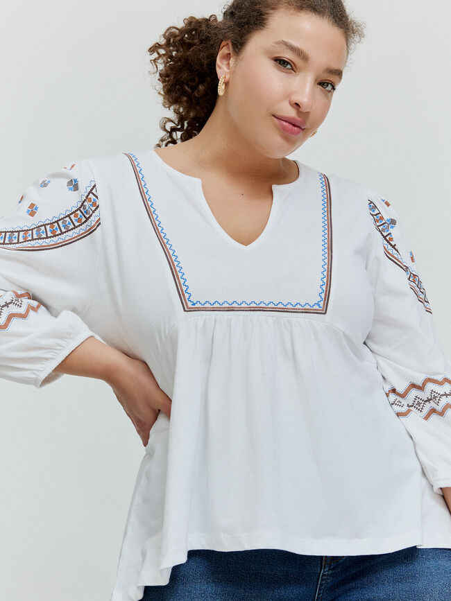 CAMISETA BIMATERIA BORDADA Blanco Optico