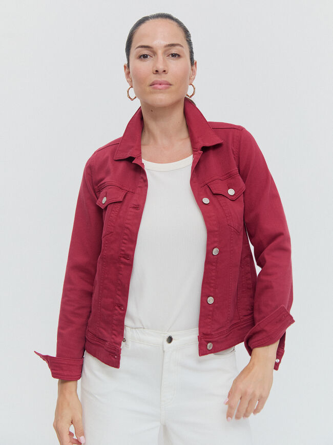 CAZADORA VAQUERA BÁSICA Rojo Cereza