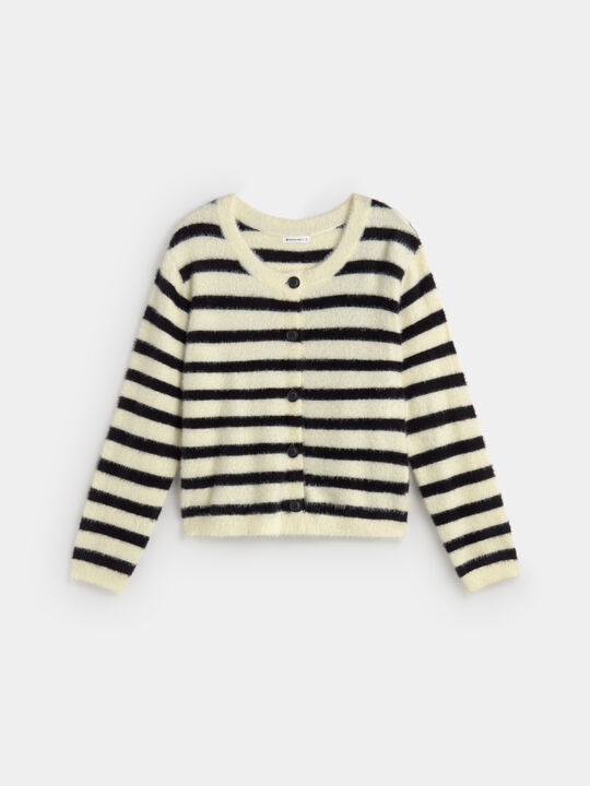 CARDIGAN PELO RAYAS Crudo image number null