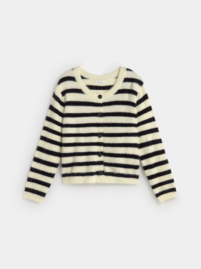 CARDIGAN PELO RAYAS Crudo