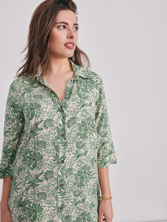 Vestido corto print Verde Viridian image number null