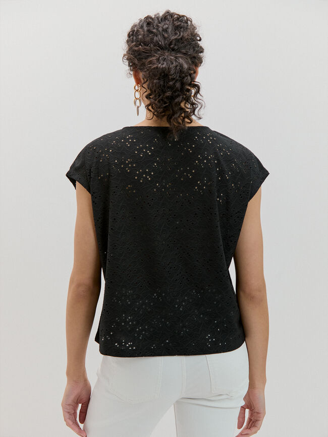 CAMISETA EYELET SISADA Negro