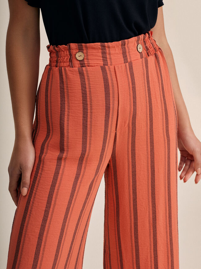 Pantalón culotte rayas Naranja quemado