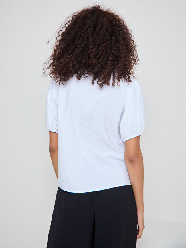 BLUSA MANGA ABULLONADA Blanco Optico