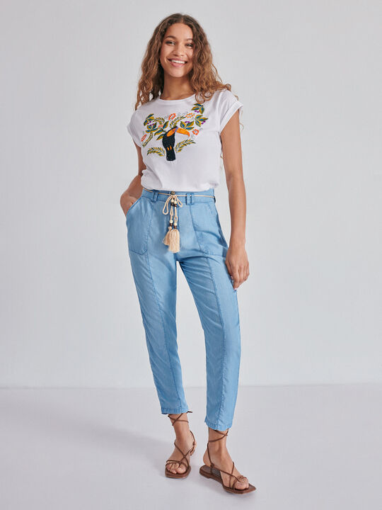 PANTALÓN FLUIDO LYOCELL Mid blue image number null