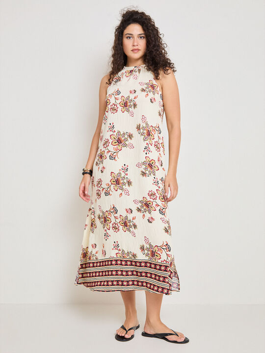 VESTIDO HALTER ESTAMPADO Crudo image number null