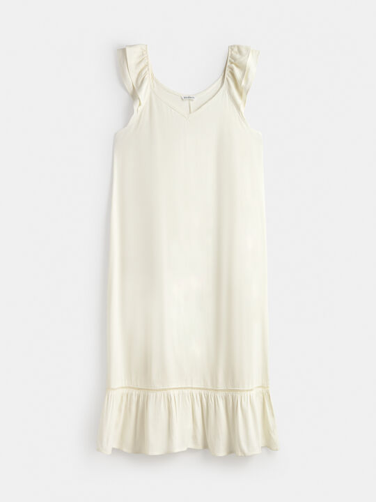 VESTIDO CORTO VOLANTE Crudo image number null