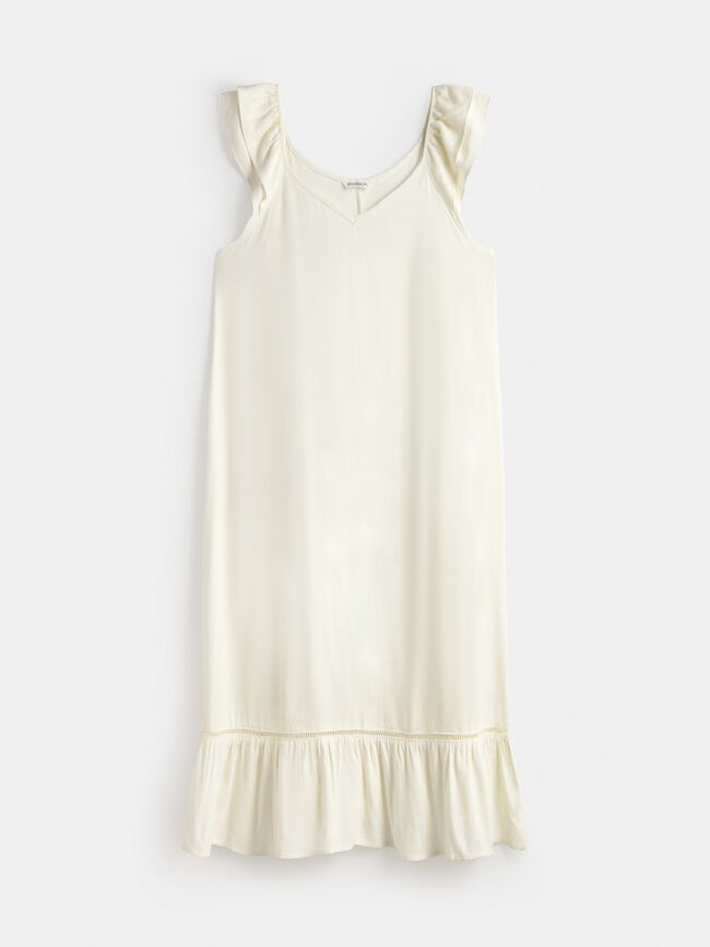 VESTIDO CORTO VOLANTE Crudo