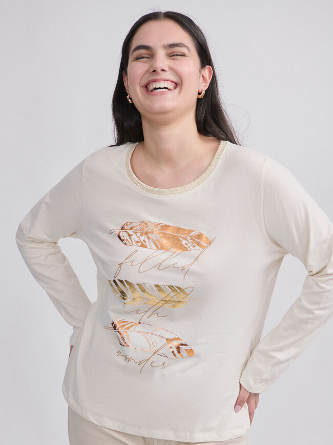 CAMISETA POSICIONAL PLUMAS Crudo