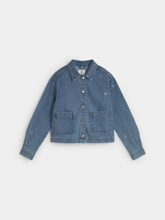 CHAQUETA CORTA OJALES Mid blue image number null