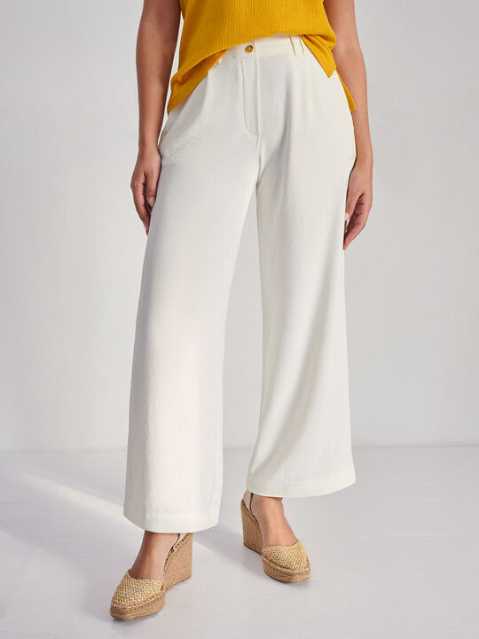 Pantalón ancho fluido Blanco Hueso image number null