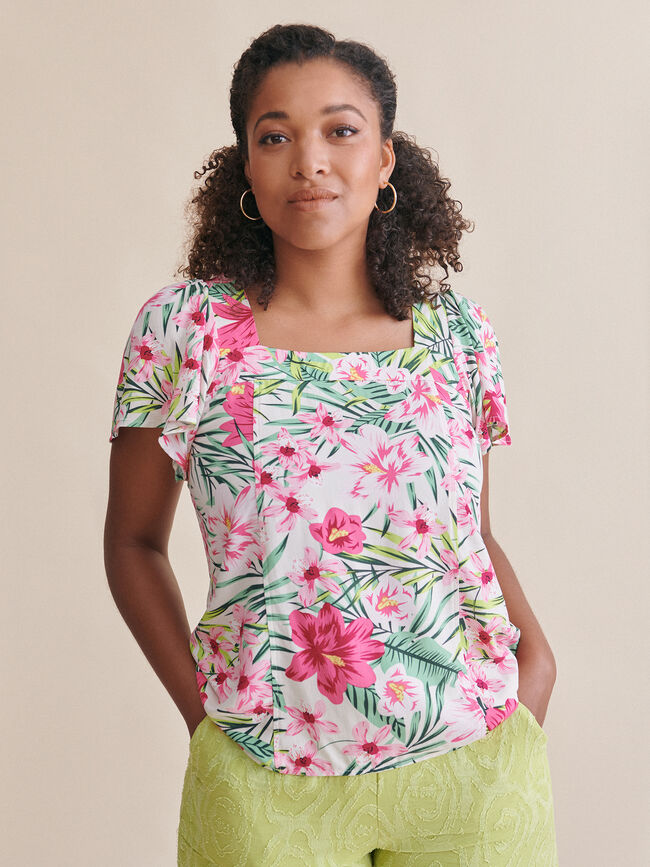 Blusa manga volante Fucsia Claro