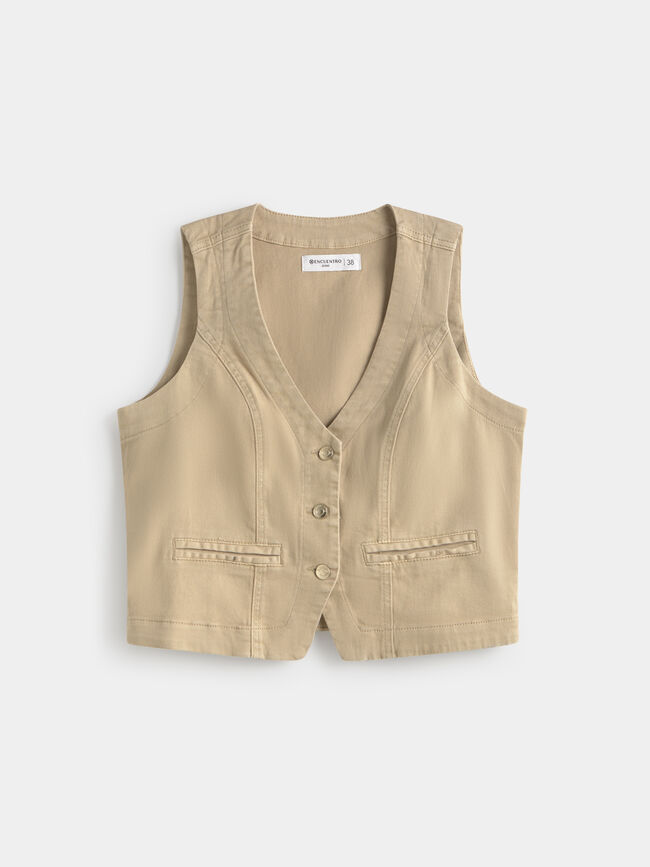 CHALECO COLOR BOTONES Camel