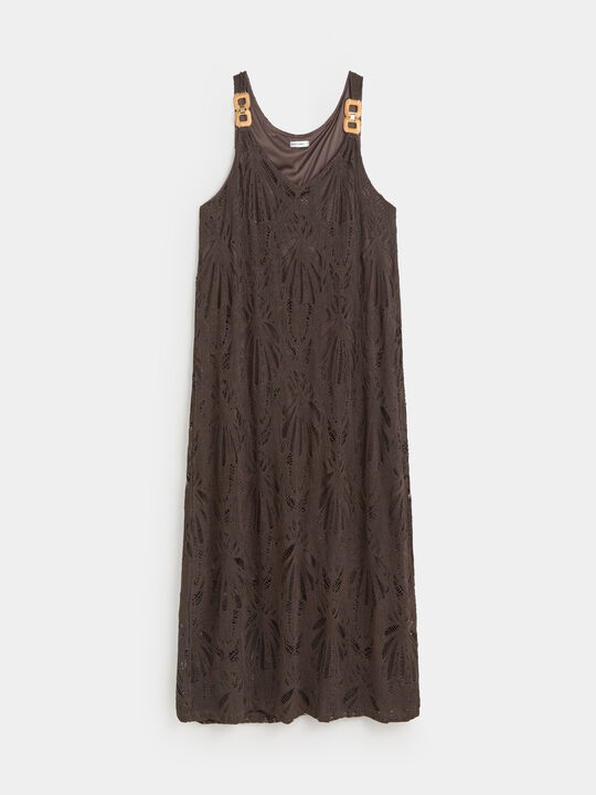 VESTIDO CALADO HALTER Marron image number null