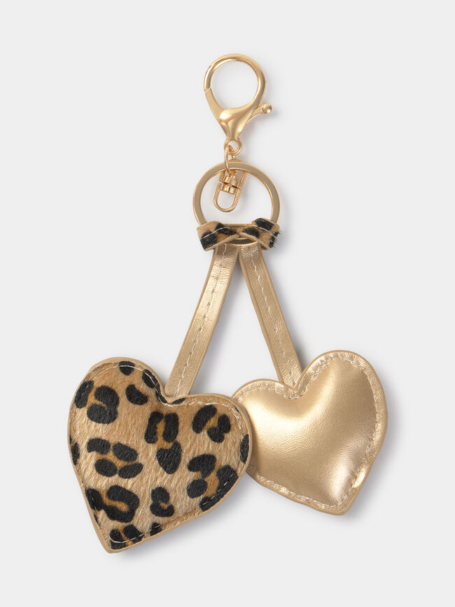 LLAVERO CORAZÓN ESTAMPADO Beige