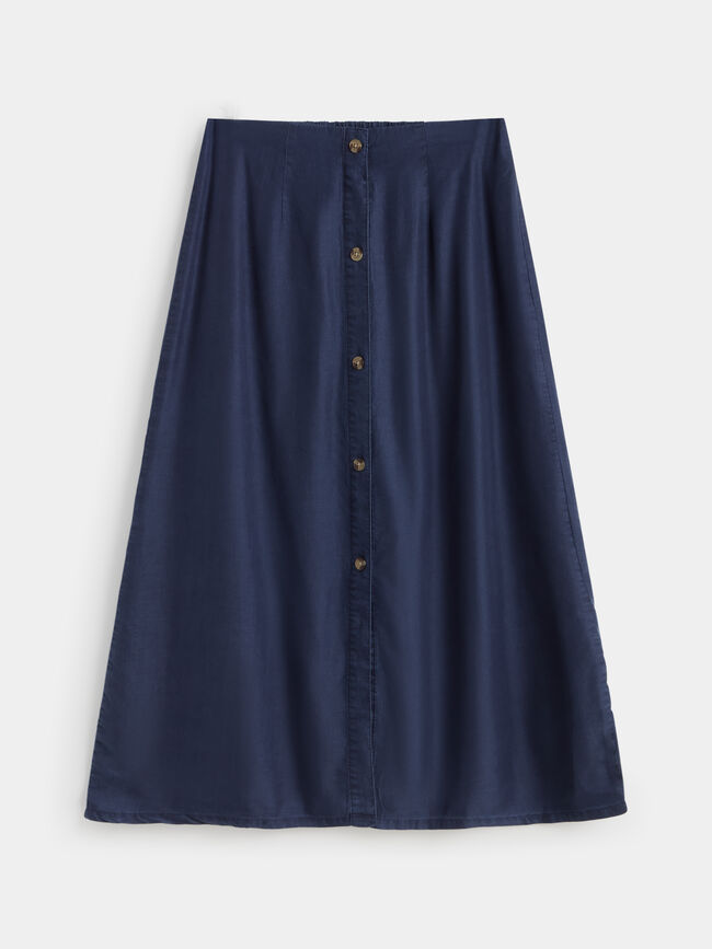 FALDA MIDI FLUIDA Azul Marino