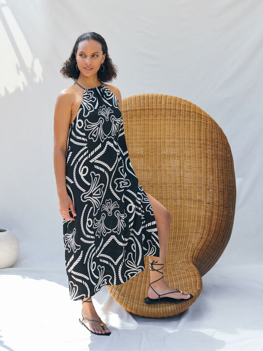 VESTIDO CUELLO HALTER Negro image number null