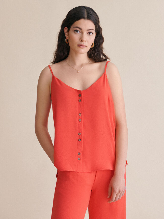 Top tirantes detalle botones Coral
