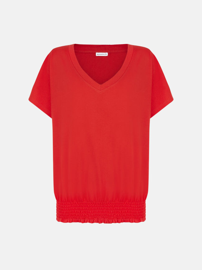 Camiseta cuello pico Rojo