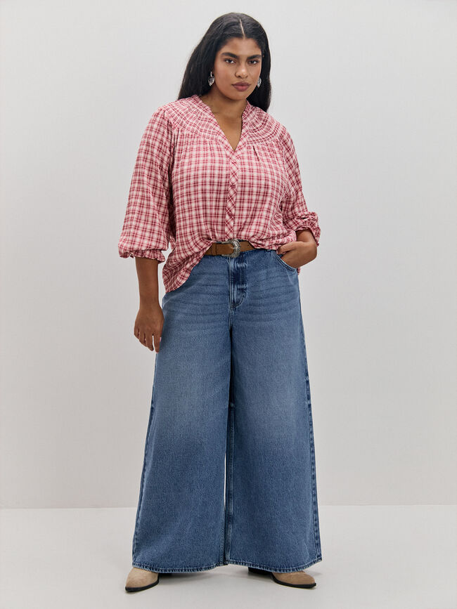 BLUSA CUADROS CANESÚ Rosa